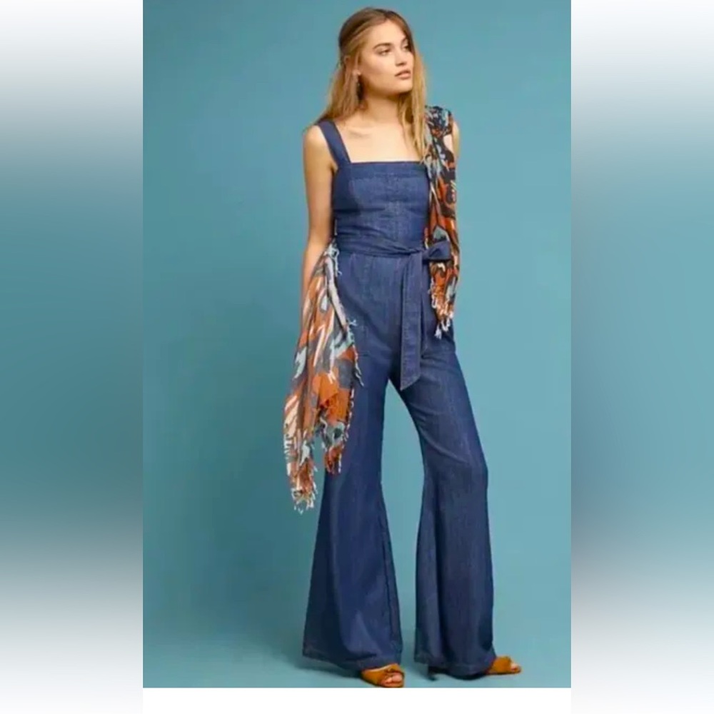 Anthropologie Ett Twa Bootcut Denim Jumpsuit Size 6
